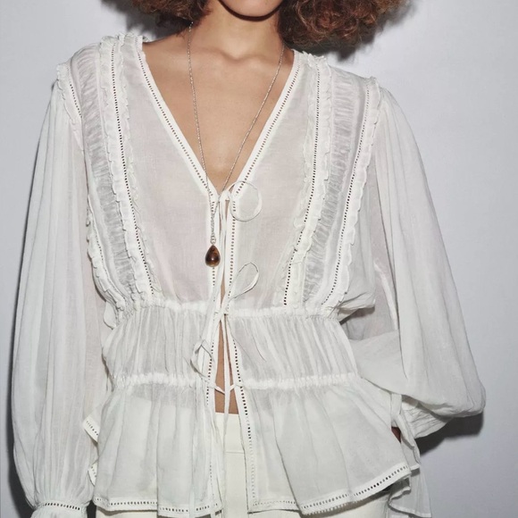 ZARA ROMANTIC SHIRT LACE ZW COLLECTION - Picture 6 of 8